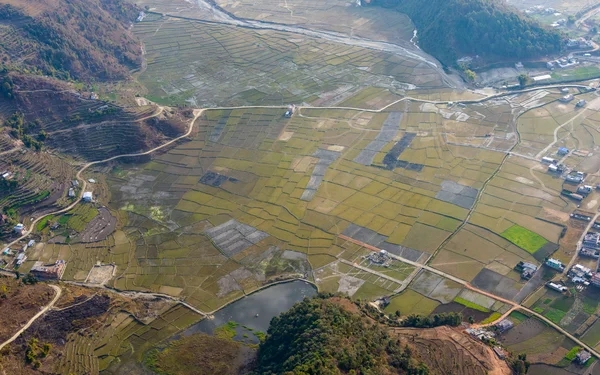Vista aérea de campos cerca de Pokhara — Foto de Stock