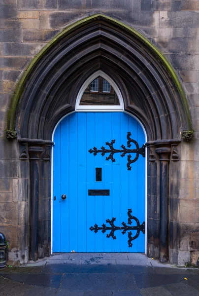 Puerta azul madera vieja —  Fotos de Stock