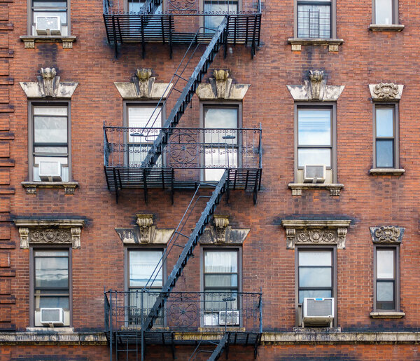 Brick building facade in New York City, USA