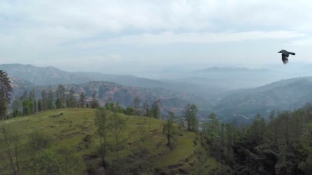 Luchtfoto van Dhulikhel district in de vallei van Kathmandu, Nepal — Stockvideo