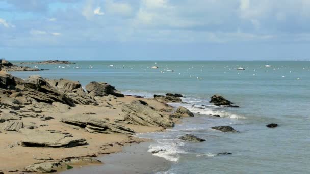 De statische opname kustlandschap in eiland Noirmoutier — Stockvideo