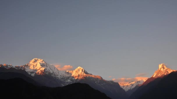 Timelapse tramonto di gamma di Annapurna, Nepal — Video Stock