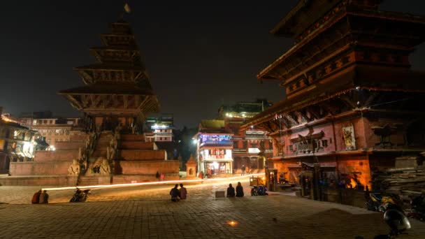 Bhaktapur dusk to night time-lapse cinemagraph, Nepal — Stock Video