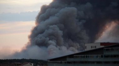 Anglet Chiberta Ormanı yangını Bayonne, Fransa 'da görüldü..