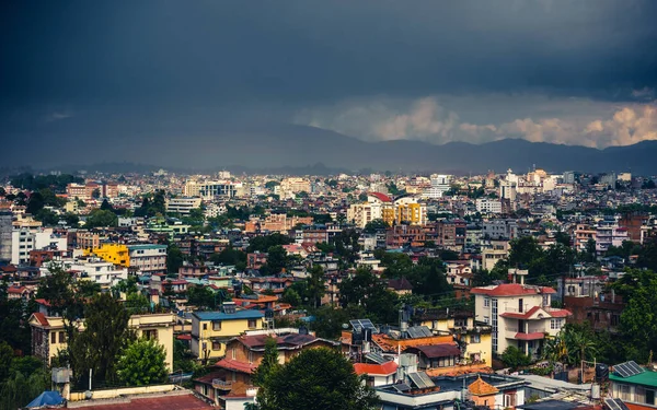 Dark clouds over Patan and Kathmandu, Nepal — Stock Photo, Image