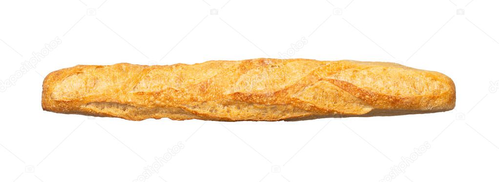 French traditional baguette on white background