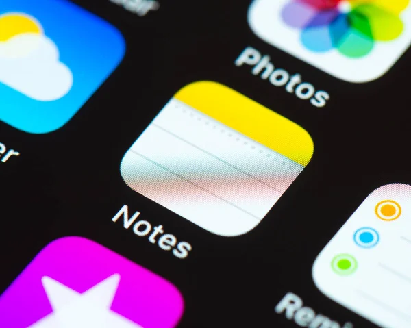 Icona dell'app Note sullo schermo di Apple iPhone — Foto Stock