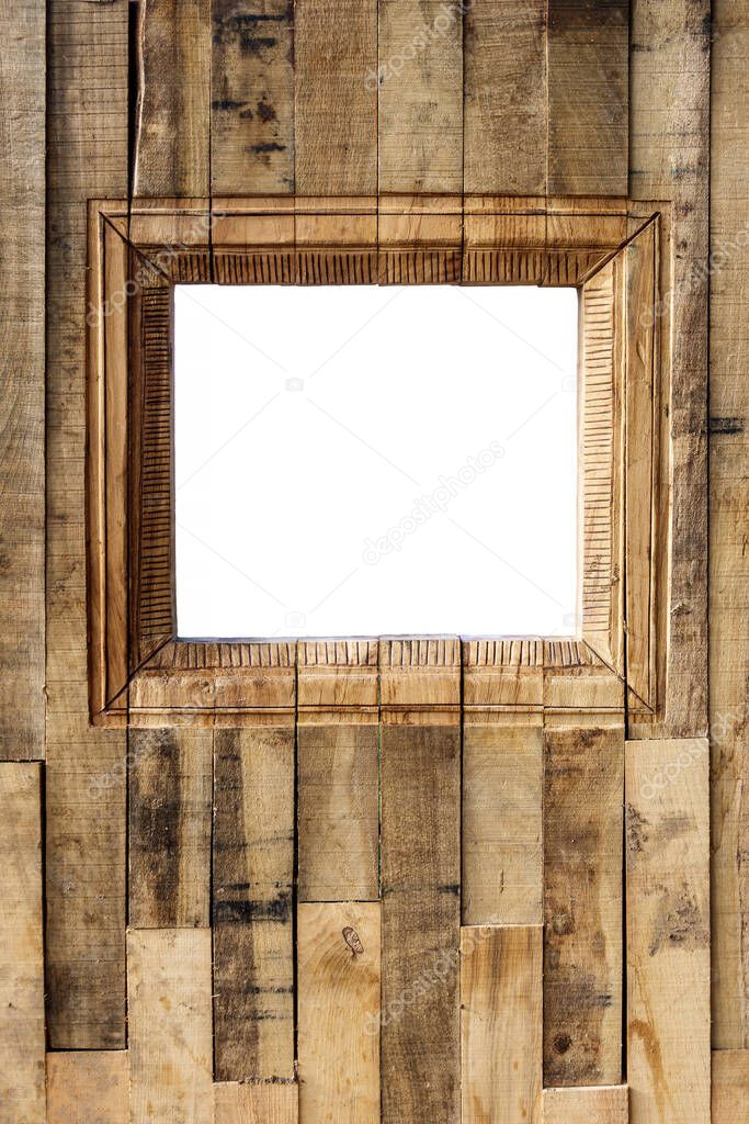 Outdoor wood photo booth with copy space