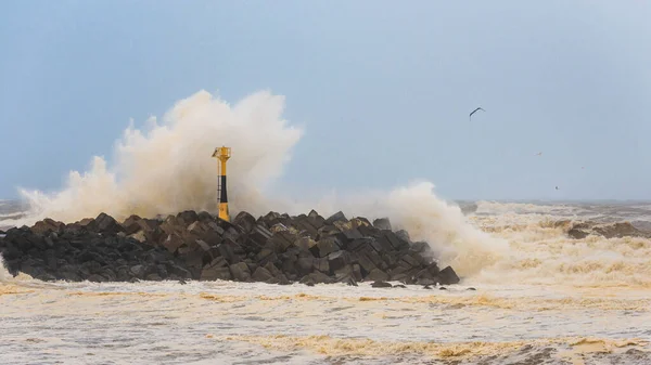 Big wave breaking, stormy weather on Atlantic coast, France — Stock Photo, Image