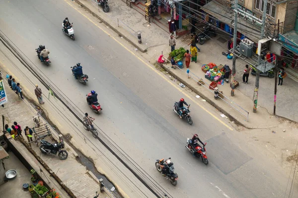 Nepal Katmandu 'da bir caddenin hava görüntüsü Telifsiz Stok Fotoğraflar