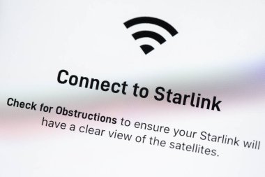 Apple iPhone ekranında Starlink uygulamasının ana sayfasının ayrıntıları