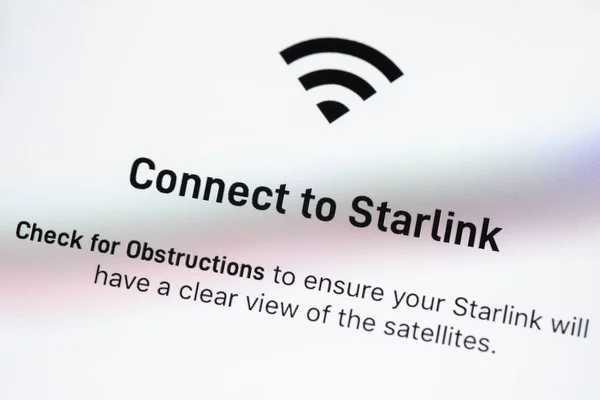 Dettaglio della homepage dell'app Starlink sullo schermo di Apple iPhone — Foto Stock