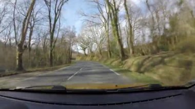 Fransız Bask Bölgesi 'nde kır yolunda araba sürmek.