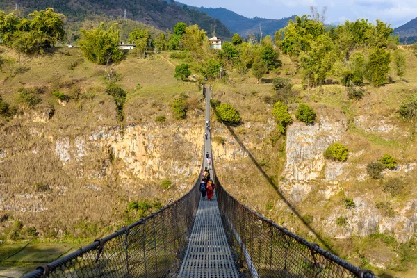 Hangbrug in Pokhara, Nepal — Stockfoto