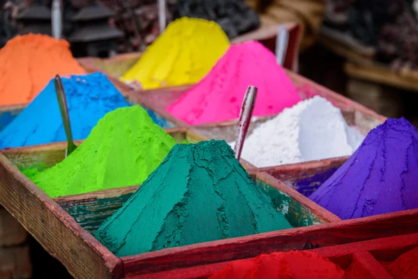 Colorful powders in Kathmandu — Stock Photo, Image