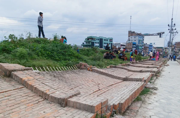 Terremoto nepal em kathmandu — Fotografia de Stock