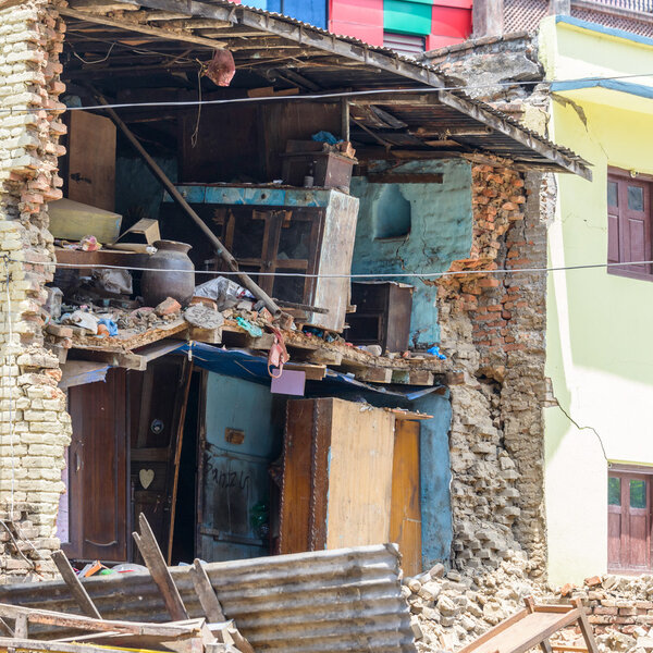 Damaged house in Nepal