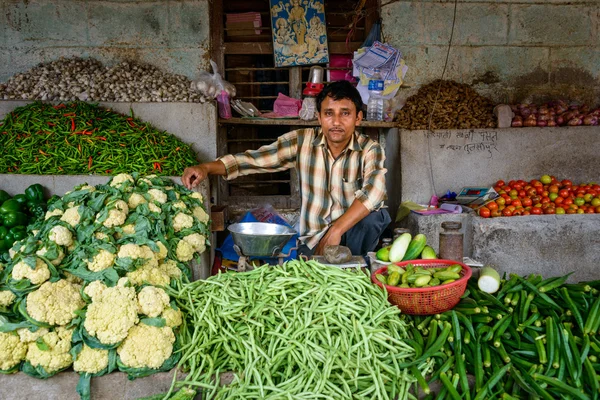 Vegetable seller at Tulsipur market — Stock Photo, Image