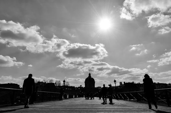 Pont des Arts en blanco y negro, París, Francia — Foto de Stock