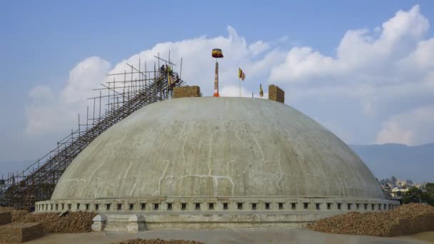 Timelapse ricostruzione Boudhanath, Nepal — Video Stock