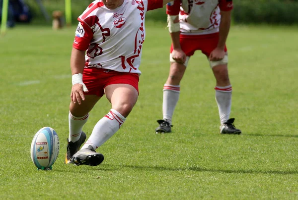 Rugby Match Och Boll — Stockfoto