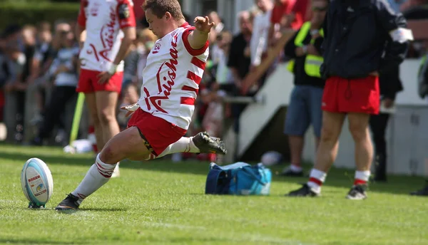 Fases Jogo Rugby Atirando Gol Progredindo Campo — Fotografia de Stock