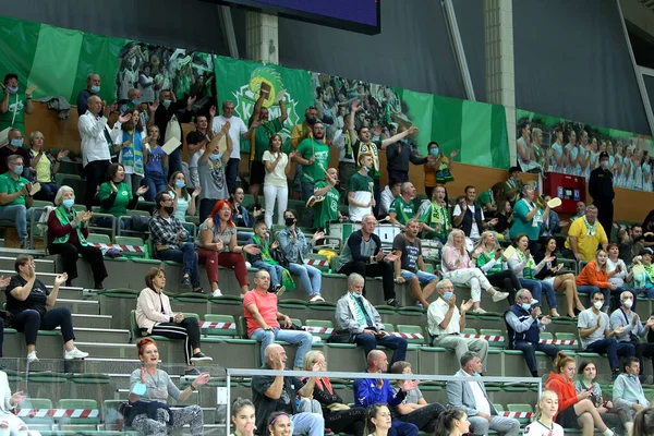 Zaporozhya Ukraine 2020 Spectators Fans Emotionally Covid19 Pandemic Masks Support — Stock Photo, Image