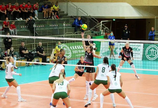 Odessa Ucrânia 2020 Voleibol Emocional Feminino Campeão Ucrânia Khimik Yuzhny — Fotografia de Stock