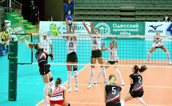 Odessa Ucrania 2020 Voleibol Emocional Femenino Campeón Ucrania Khimik Yuzhny — Foto de Stock