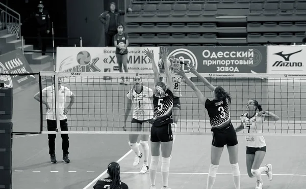 Odessa Ucrania 2020 Voleibol Emocional Femenino Campeón Ucrania Khimik Yuzhny — Foto de Stock