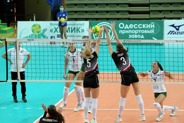 Odessa Ukraine 2020 Women Emotional Volleyball Champion Ukraine Khimik Yuzhny — Stock Photo, Image