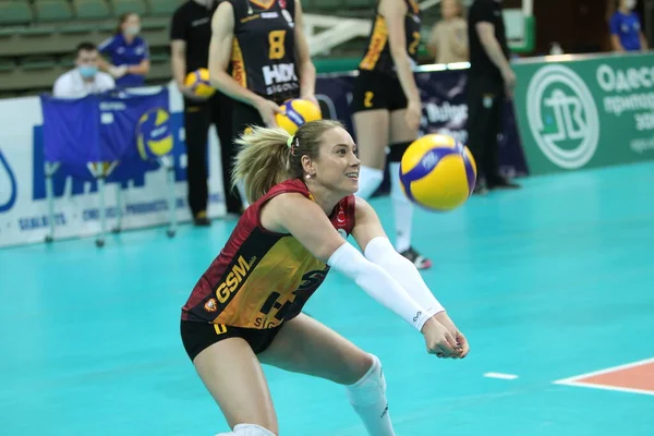 Odessa Ukraine 2020女性用情動バレーボール Cevバレーボールカップ2021チミック ユジニー White Galatasaray Hdi Istambul Black — ストック写真