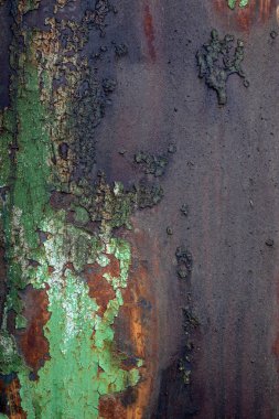 Güzel eski grungy çatladı mavi doğal olarak paslanmış pas ve duvar boyası paslanmış metal çarşaf soyuyordu. Posterler ve blog yazarları için desenli tavan arası süsleme arkaplanı