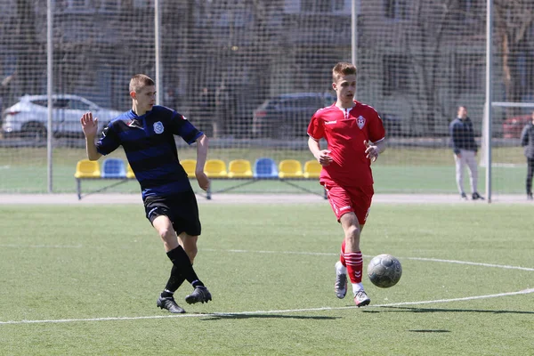 Odessa Ukraine April 2021 Local Children Football Teams Play Artificial — Stock Photo, Image