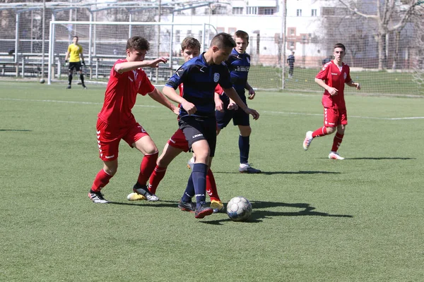 Odessa Ukraine April 2021 Local Children Football Teams Play Artificial — Stock Photo, Image