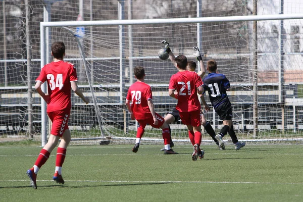 Odessa Ukraine April 2021 Local Children Football Teams Play Artificial — Stock Photo, Image