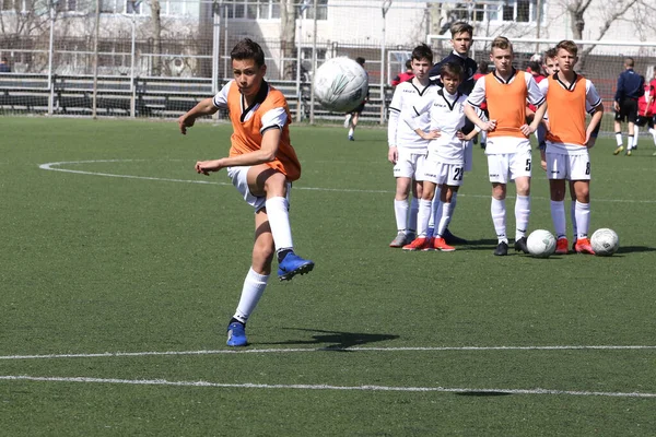 Odessa Ukraine April 2021 Local Children Football Teams Play Artificial — Stock Photo, Image