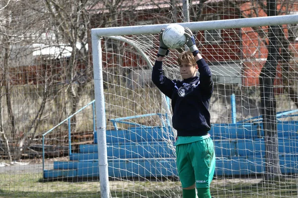 Odessa Ukraine April 2021 Local Children Football Teams Play Artificial — Stock Photo, Image