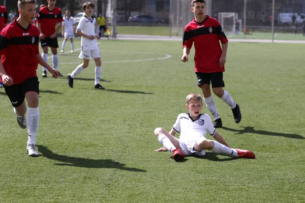 Odessa Ukraine April 2021 Local Children Football Teams Play Artificial — Stock Photo, Image