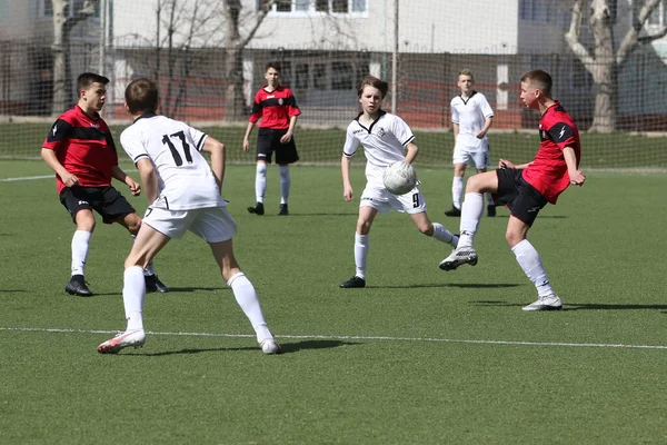 Odessa Ukraine April 2021 Local Children Football Teams Play Artificial — Stock Photo, Image