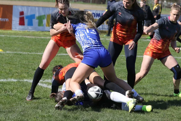 Odessa Ukraine Abril 2021 Copa Ucrânia Entre Equipes Rugby Feminino — Fotografia de Stock