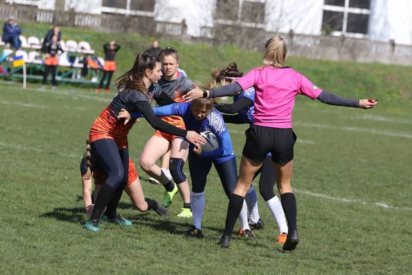 Odessa Ukraine Abril 2021 Copa Ucrânia Entre Equipes Rugby Feminino — Fotografia de Stock