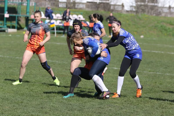 Odessa Ukraine Abril 2021 Copa Ucrânia Entre Equipes Rugby Feminino — Fotografia de Stock