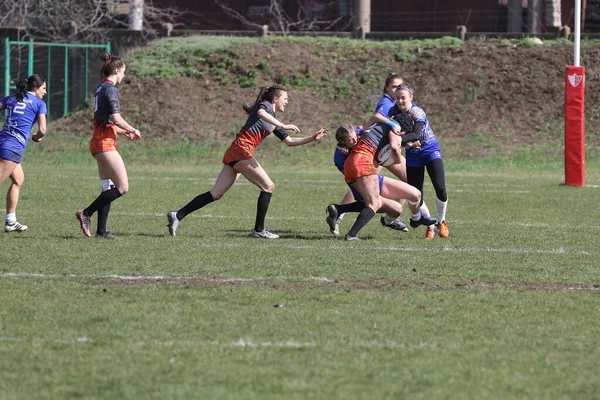 Odessa Ukraine Abril 2021 Copa Ucrânia Entre Equipes Rugby Feminino — Fotografia de Stock