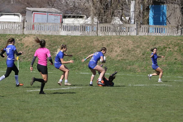 Odessa Ukraine Abril 2021 Copa Ucrânia Entre Equipes Rugby Feminino — Fotografia de Stock