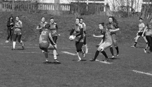 Odessa Ukraine Abril 2021 Copa Ucrânia Entre Equipes Rugby Feminino — Fotografia de Stock