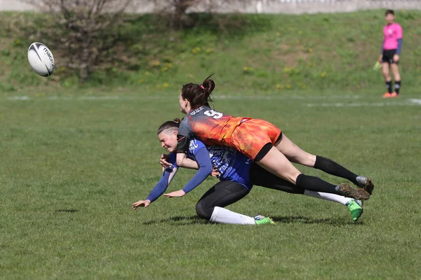 Odessa Ukraine Abril 2021 Copa Ucrânia Entre Equipes Rugby Feminino — Fotografia de Stock