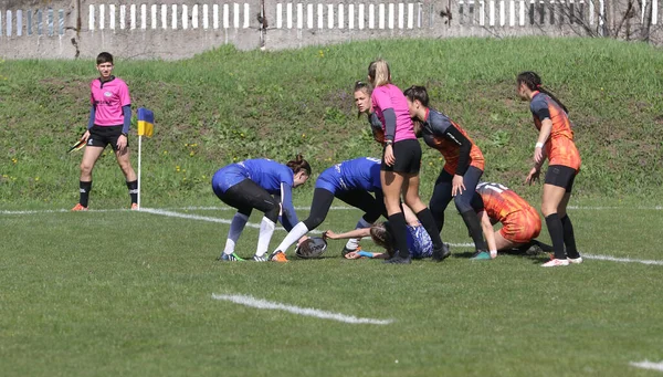 Odessa Ukraine Abril 2021 Copa Ucrânia Entre Equipes Rugby Feminino — Fotografia de Stock