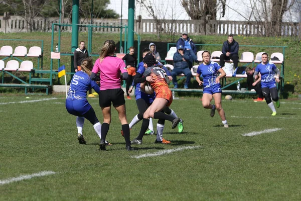 Odessa Ukraine Abril 2021 Copa Ucrânia Entre Equipes Rugby Feminino — Fotografia de Stock