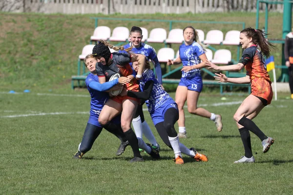 Odessa Ukraine Abril 2021 Copa Ucrânia Entre Equipes Rugby Feminino — Fotografia de Stock
